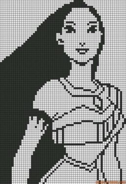 Pixel Art Pocahontas En Noir Et Blanc 