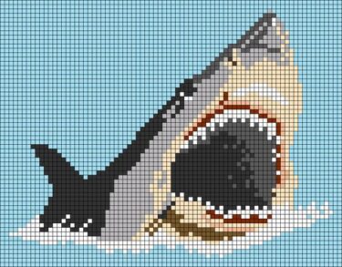 Pixel Art Requin Blanc Détaillé