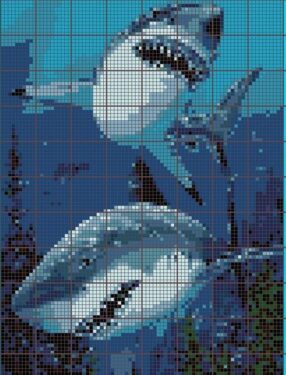 Pixel Art Requins Blancs Difficile