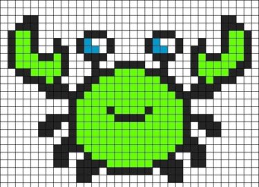 Pixel Art Crabe Vert Facile