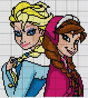 Pixel Art Elsa Et Anna 