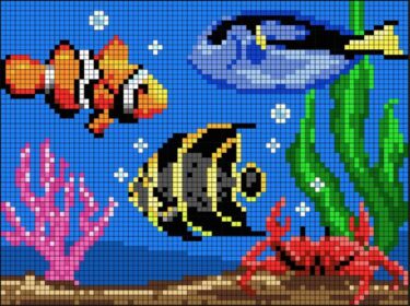 Pixel Art Poissons Et Crabe Détaillés