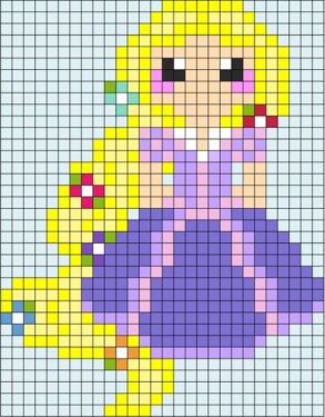 Pixel Art Raiponce Facile 