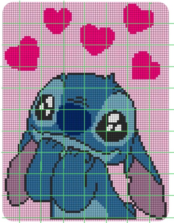 Pixel Art Stitch Amoureux 