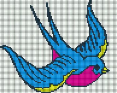 Pixel Art Hirondelle Bleue