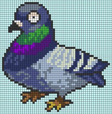 Pixel Art Pigeon Détaillé