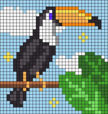 Pixel Art Toucan Détaillé