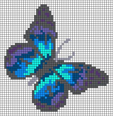 Pixel Art Papillon Bleu