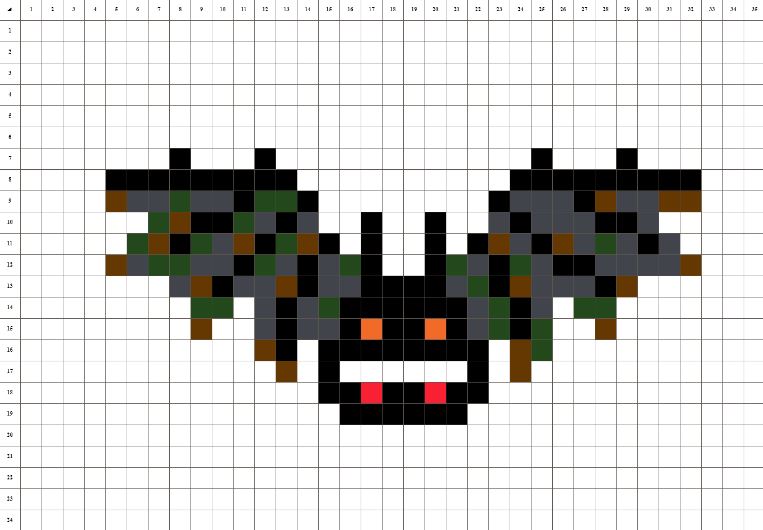 Pixel Art Chauve Souris Vampire 