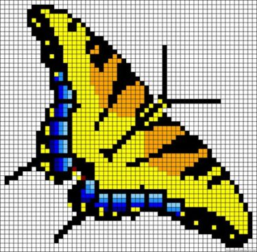 Pixel Art Papillon Jaune Détaillé