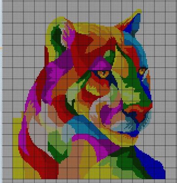 Pixel Art Puma Multicolore 