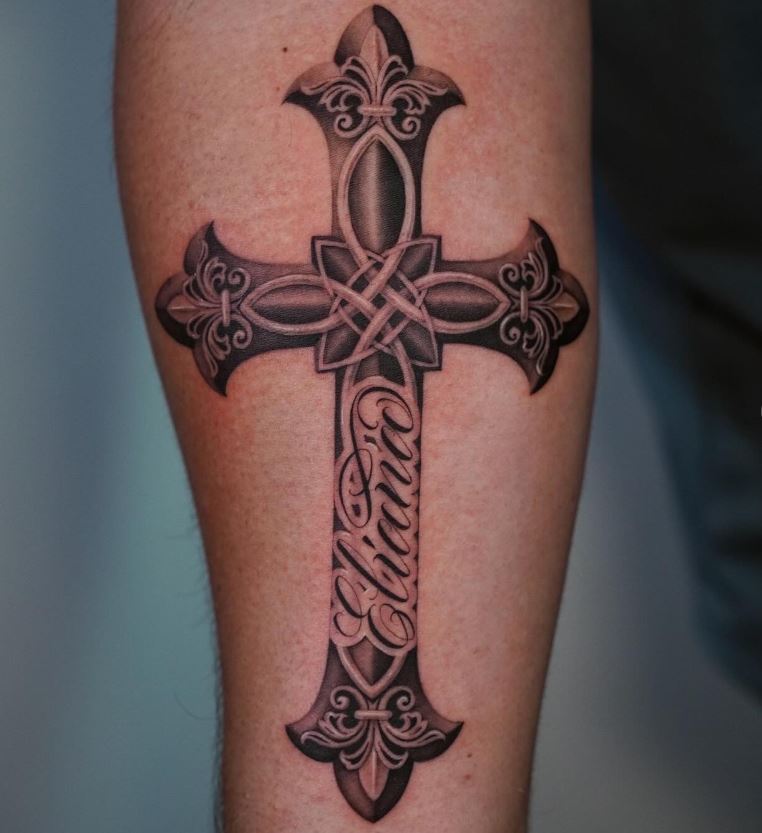 Tatouage Croix à Prénom 