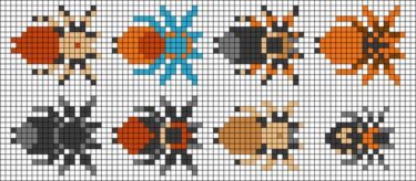 Pixel Art Araignées Multicolores