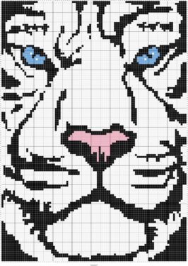 Pixel Art Tigre Blanc Détaillé