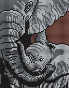 Pixel Art Elephant Détaillé