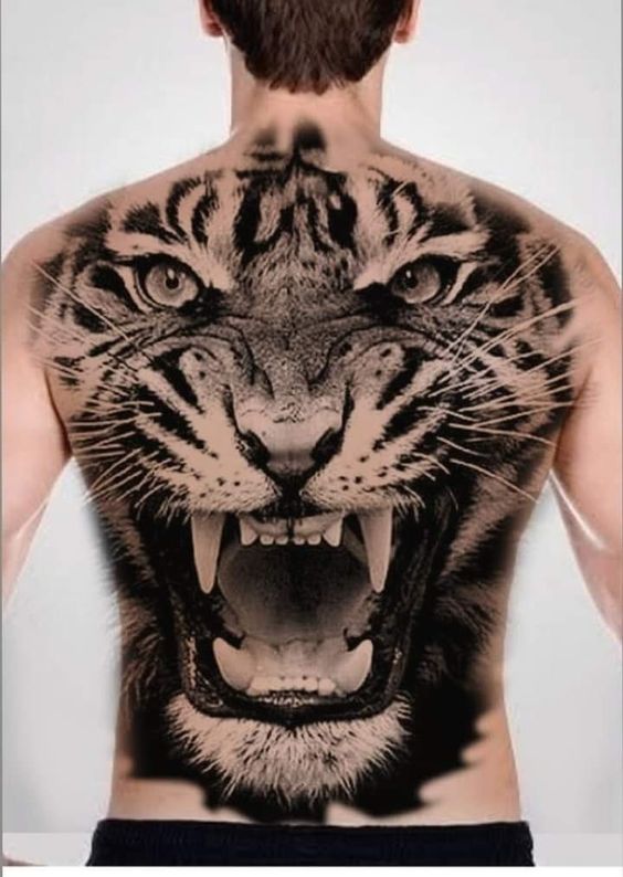 Tatouage Tigre Rugissant De Face 