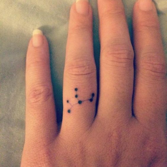 Tatouage Constellation D'étoiles Minimaliste Sur Le Doigt