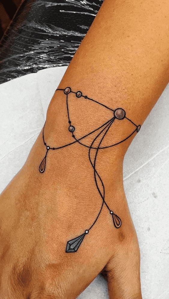 Tatouage Bracelet Avec Perles Et Pierres Fines