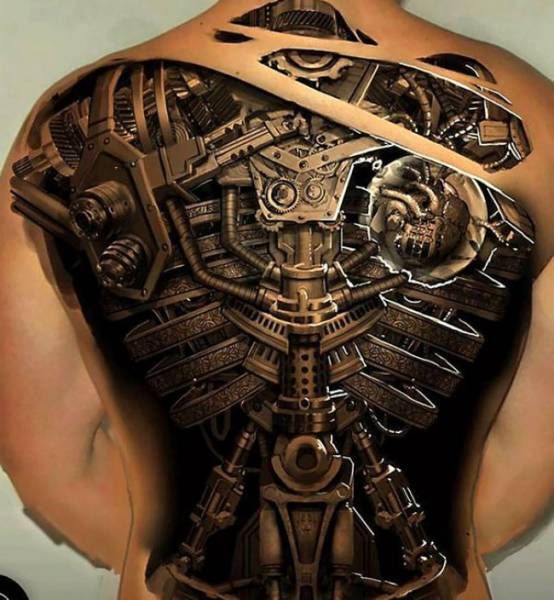Tatouage Engrenages, Tubes Et Plaques Métallisées 