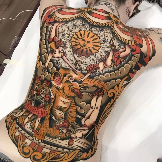 Tatouage éléphant & Cirque 
