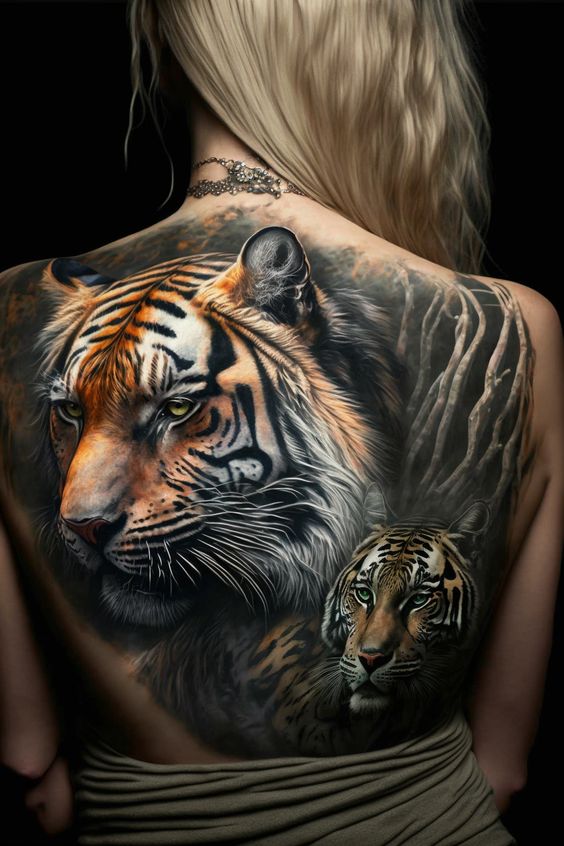 Tatouage Deux Tigres Réalistes 